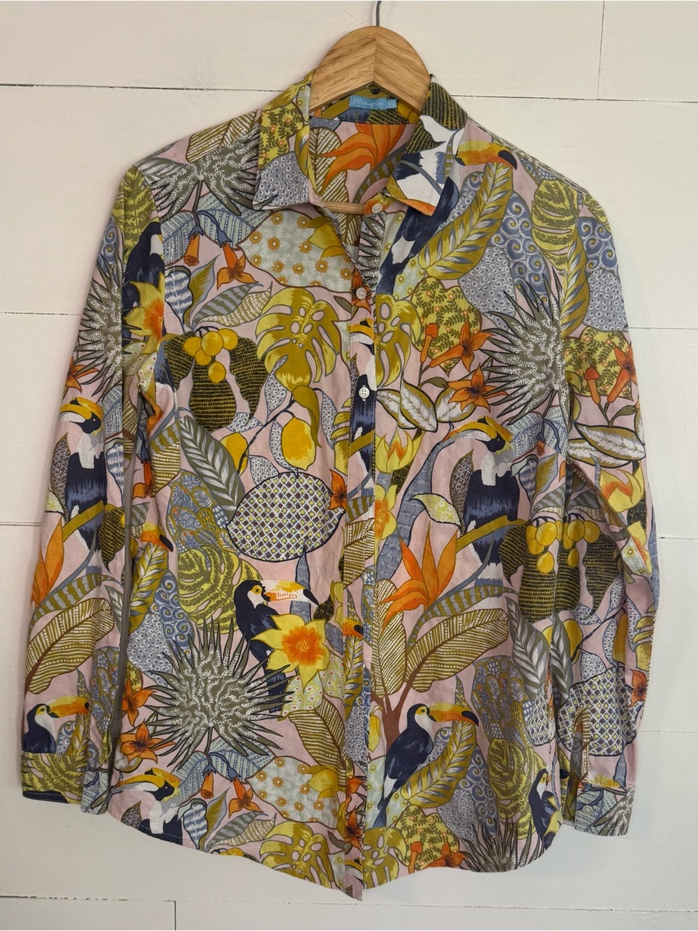 Tropical Print Button-Down Shirt by J McLaughlin Size XS